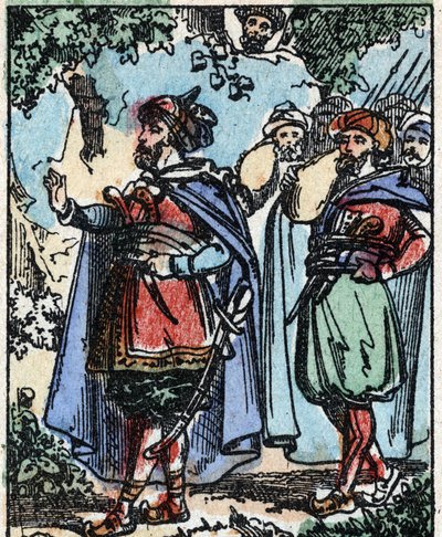Illustratie voor de verhalen van Duizend-en-een-nacht. Ali-Baba (Ali Baba). Houtsnede van Imaging Pellerin - Epinal, eind 19e eeuw. door French School