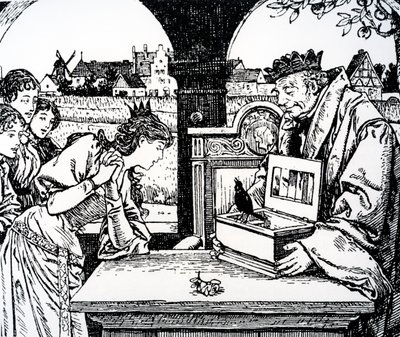 Illustratie uit De Prinses en de Varkenshoeder door Hans Christian Andersen door French School