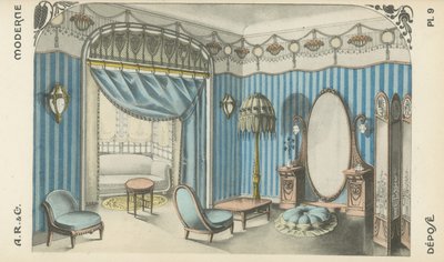 Illustratie uit interieurontwerpproductcatalogus van A R & Cie, Frankrijk door French School