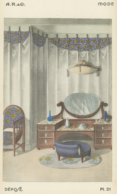 Illustratie uit interieurontwerpproductcatalogus van A R & Cie, Frankrijk door French School