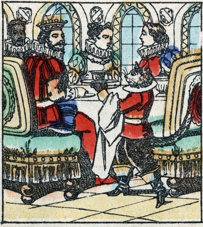 Illustratie van het verhaal van Charles Perrault "De gelaarsde kat". Houtsnede van Imaging Pellerin - Epinal, sd. Eind 19e eeuw. door French School