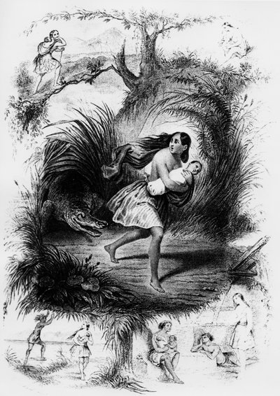 Illustratie van de roman "Les Natchez" door Francois Rene de Chateaubriand door French School