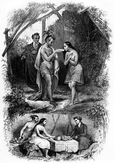 Illustratie van de roman "Les Natchez" door Francois Rene de Chateaubriand door French School