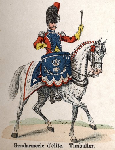 Keizerlijke Garde Napoleon I: Elite Gendarmerie - Timbalier. Plaat uit het boek Les Uniforms de l