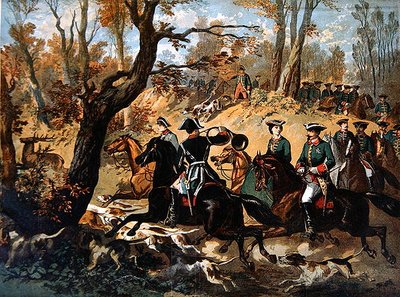 Keizerlijke hertenjacht in het bos van Compiegne (c.1860) door French School