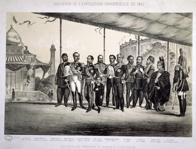 Keizerlijke en koninklijke bezoekers van de Wereldtentoonstelling in Parijs, 1867 door French School