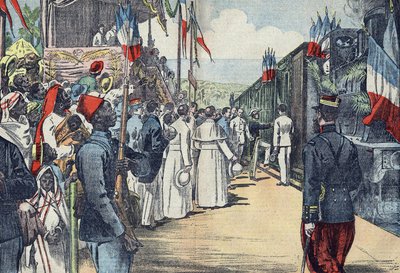 Inwijding van de spoorweg die Thies met Kayes verbindt met Senegal, begin 20e eeuw door French School