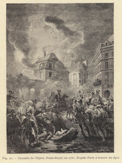 Brand van de Opera, Palais-Royal, in 1781 door French School