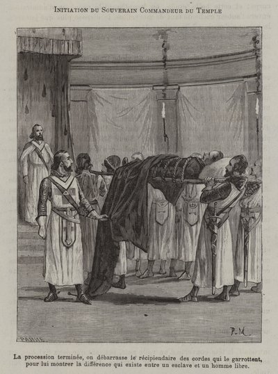 Inwijding van een commandant van de tempel (gravure) door French School