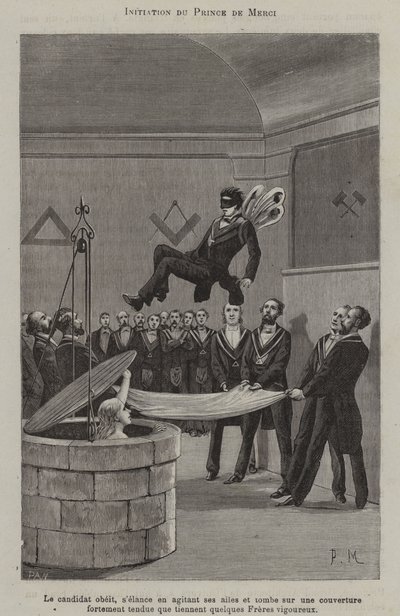 Inwijding van een Prins van Barmhartigheid (gravure) door French School