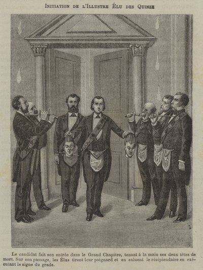 Inwijding van een Uitverkorene van de Vijftien (gravure) door French School
