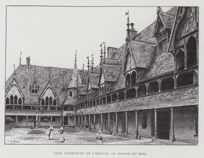 Binnenplaats van de Hospices de Beaune door French School