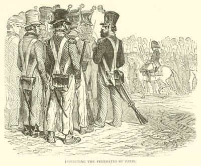 Inspectie van de Federates van Parijs (gravure) door French School