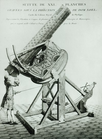 Instruments doptique door Dom Noel, de eerste in een serie van 21 platen met telescopen en microscopen door French School