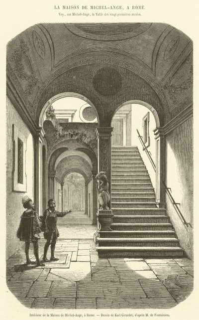 Interieur van het Huis van Michelangelo, in Rome door French School