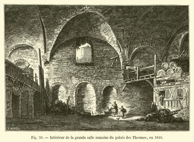 Interieur van de grote Romeinse zaal van het Thermenpaleis, in 1810 door French School