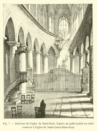 Interieur van de kerk van Saint-Paul, naar een klein reliëfmodel bewaard in de kerk van Saint-Louis-Saint-Paul door French School