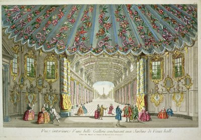 Interieur van een galerij die leidt naar Vauxhall Gardens door French School