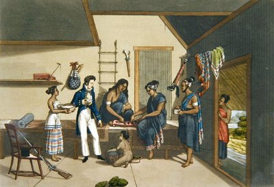 Interieur van een huis in Coupang, Timor, uit 