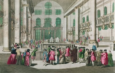 Interieur van een synagoge tijdens het Poerimfeest door French School