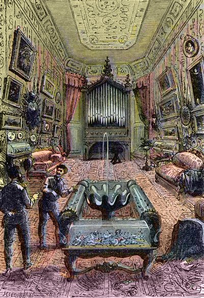 Interieur van de Nautilus, illustratie uit 
