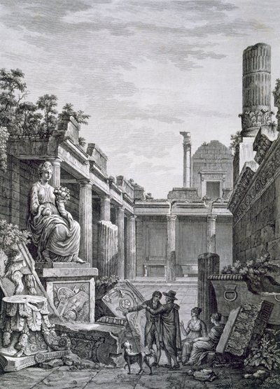 Interieur van de Romeinse baden, Nimes, uit Antiquités de la France: Vol I, Monuments de Nimes door French School