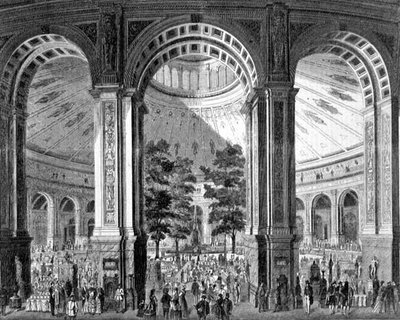 Interieur van de Rotunda in Wenen met de Wereldtentoonstelling door French School