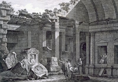 Interieur van de Tempel van Diana, Nimes, uit Antiquités de la France: Vol I, Monuments de Nimes door French School