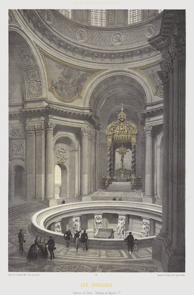Interieur van de koepel en het graf van Napoleon I, Les Invalides, Parijs door French School