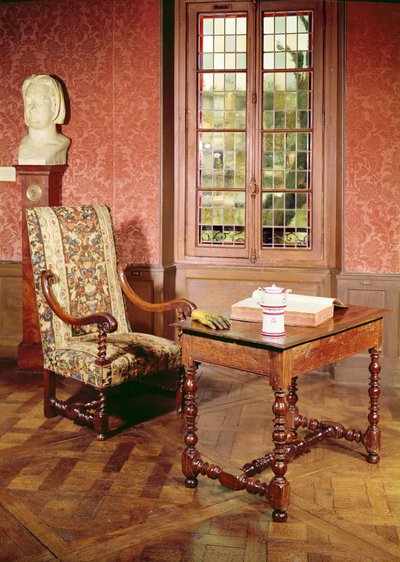 Interieur van de studeerkamer van Honoré de Balzac in zijn huis in rue Raynouard door French School
