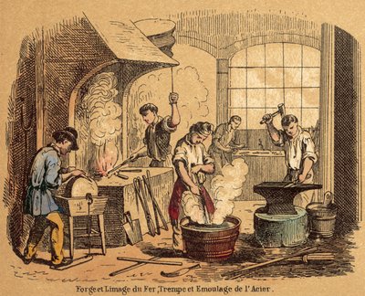 Ijzer (gekleurde gravure) door French School