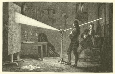 Isaac Newton breekt licht af door French School