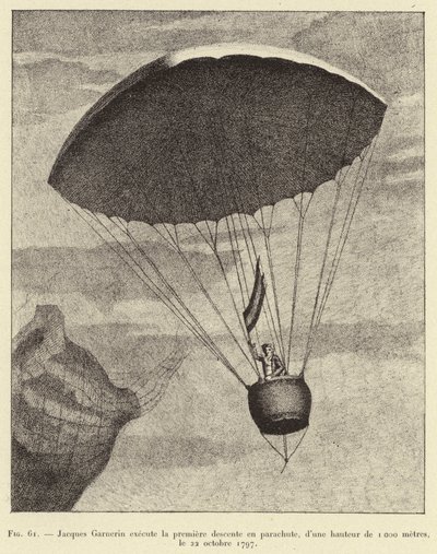 Jacques Garnerin voert de eerste parachutesprong uit, vanaf een hoogte van 1000 meter, op 22 oktober 1797 door French School