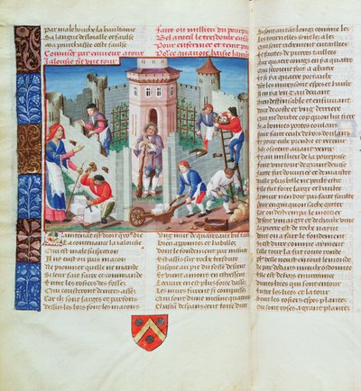 Jaloezie bouwt een fort, uit de Roman de la Rose door French School