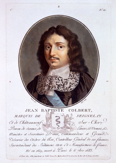 Jean-Baptiste Colbert, Markies van Seignelay, uit Portraits des grands hommes, femmes illustres, et sujets memorables de France, gepubliceerd 1787-92 door French School