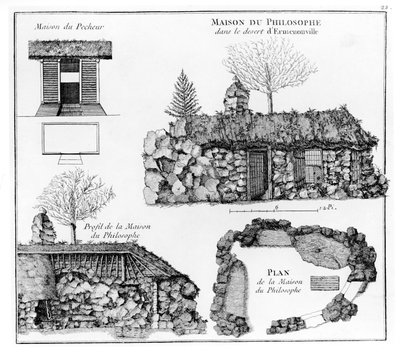 Jean-Jacques Rousseaus Hermitage in Ermenonville door French School