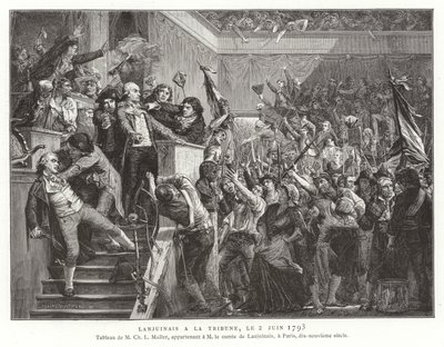 Jean Denis, graaf Lanjuinais, aan de tribune van de Conventie, Franse Revolutie, 2 juni 1793 door French School