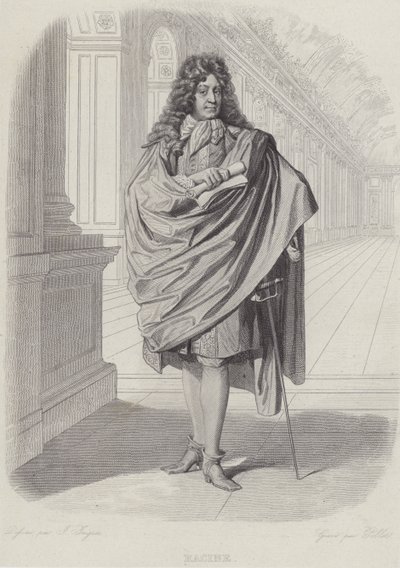 Jean Racine, Franse toneelschrijver, in de Spiegelzaal van Versailles door French School