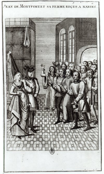 Jean de Bretagne (1293-1345) Graaf van Montfort, en zijn vrouw worden verwelkomd in Nantes door French School