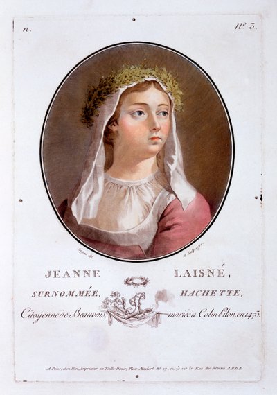 Jeanne Laisne, uit Portraits des grands hommes, femmes illustres, et sujets memorables de France, gepubliceerd 1787-92 door French School