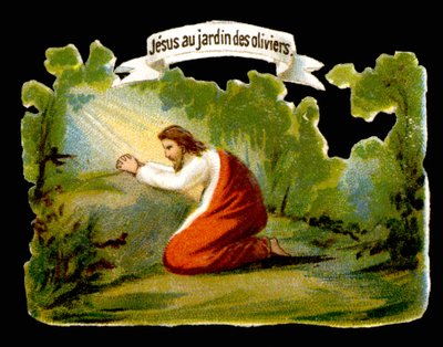 Jezus ontvangt goddelijk licht in de Tuin van Olijven door French School
