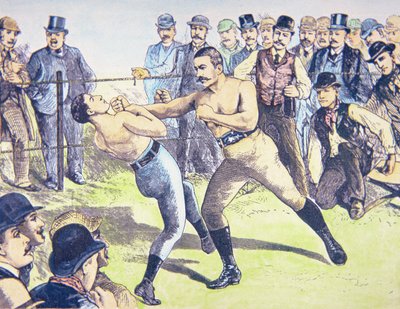 John L. Sullivan tegen Charlie Mitchell op 10 maart door French School