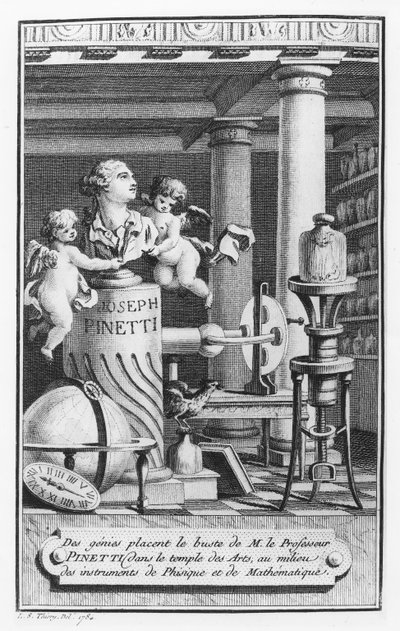 Joseph Pinetti (1750-1800), illustratie uit Amusements physiques door L.S. Thiery, 1784 door French School