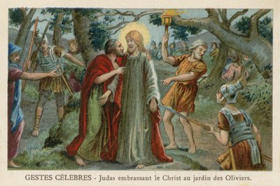 Judas kust Christus in de Hof van Getsemane door French School