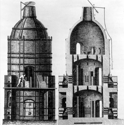 Oven voor het bakken van Sèvres porselein, 1882 door French School