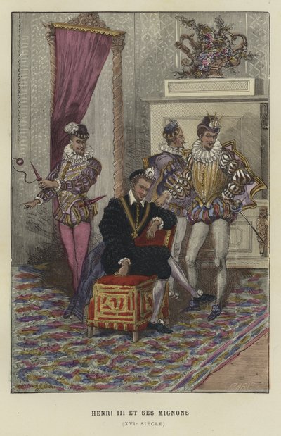 Koning Hendrik III van Frankrijk en zijn favorieten, les Mignons, 16e eeuw door French School