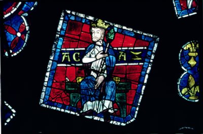 Koning van Juda, detail (noord roosvenster, c.1223) door French School