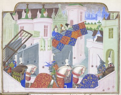 Ridders en dames rijden uit naar een toernooi in Londen, uit Froissart