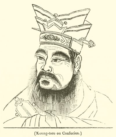 Koung-tseu of Confucius (gravure) door French School