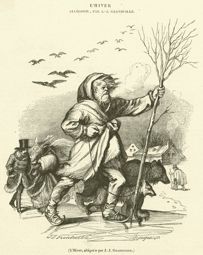 De Winter, allegorie (gravure) door French School
